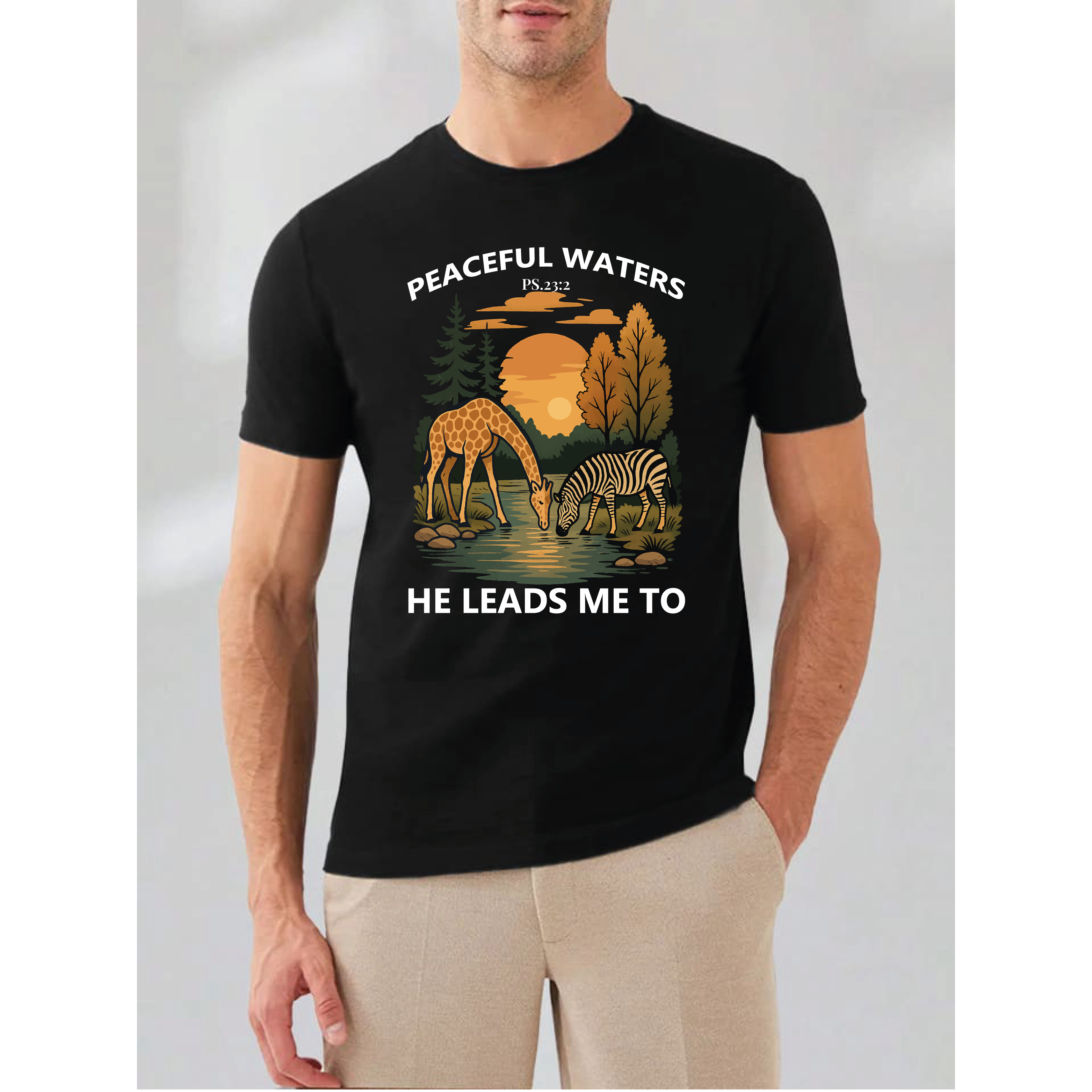 PEACEFUL WATERS HE LEADS ME TO T-shirt